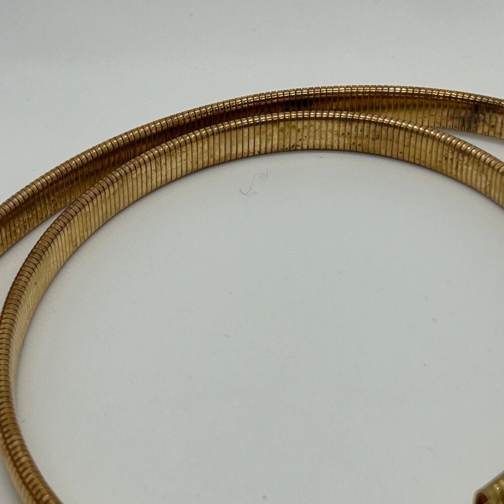 Vintage Snake Chain Stretch Belt Gold-tone Hammered Oval Buckle 80s Boho - Picture 5 of 15